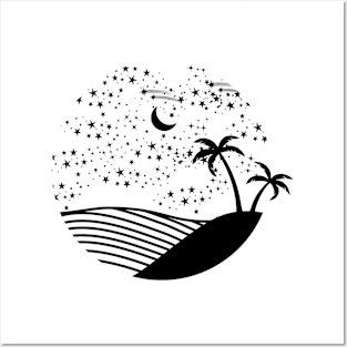 Night on a tropical island (black) Posters and Art